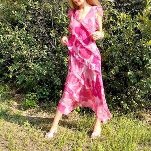 Hot pink Vintage pink flowy maxidress